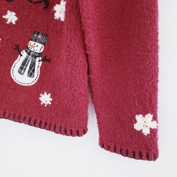 Croft & Barrow Women's Holiday Snowman Red Christmas Sweater Petite Large - Picture 9 of 11